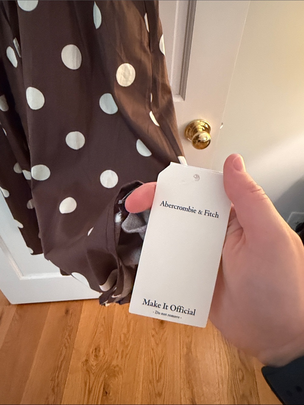 Abercrombie & Fitch Bra Free Brown Polka Dot Midi Dress - Picture 11 of 12